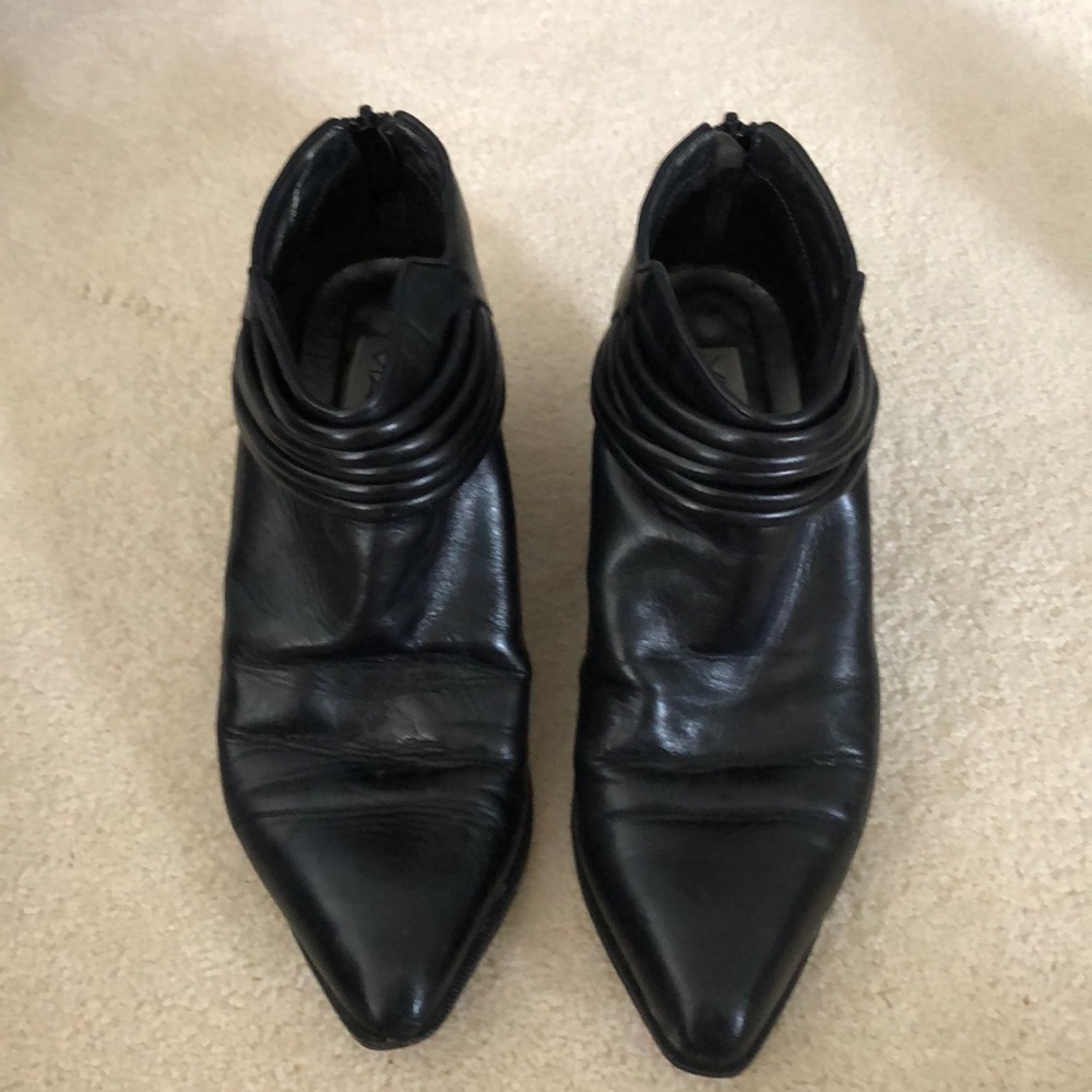 Black leather booties